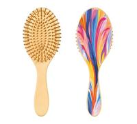 SKYSHU Spazzola per capelli in legno naturale dal motivo vibrante, con comode setole in legno, spazzola per capelli ovale districante e acconciante, per donne, uomini e bambini, tutti i tipi di
