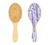 SKYSHU Spazzola per capelli in legno naturale di lavanda, con comode setole in legno, spazzola districante e modellante ovale per donne, uomini e bambini, tutti i tipi di capelli bagnati, secchi e