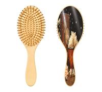 SKYSHU Spazzola per capelli in legno naturale per popcorn cinema, con comode setole in legno, spazzola districante e modellante ovale per donne, uomini e bambini, tutti i tipi di capelli (capelli