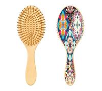 SKYSHU Talavera - Spazzola per capelli messicana in legno naturale, con comode setole in legno, spazzola districante e modellante ovale, per donne, uomini e bambini, per tutti i tipi di capelli