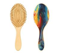 SKYSHU Tie Tye Spazzola per capelli in legno naturale, con comode setole in legno, spazzola districante e modellante ovale per donne, uomini e bambini, tutti i tipi di capelli (capelli bagnati, secchi