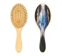 SKYSHU Wolf - Spazzola per capelli ovale in legno naturale, con setole in legno confortevole, districante e styling per donne, uomini e bambini, tutti i tipi di capelli (capelli bagnati, secchi e