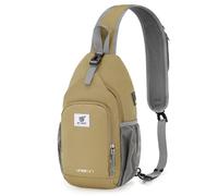 SKYSPER Borsa a tracolla con tecnologia RFID, zaino a tracolla da viaggio, escursionismo, per donne e uomini, Cachi, Small, Borsa a tracolla antifurto Rfid