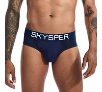 SKYSPER Jockstrap Perizoma Underwear Sospensorio Intimo Traspirante per Sport Fitness Party Ciclismo Calcio ect in Cotone + Spandex, Blu Navy, XL