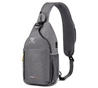 SKYSPER Zaino Monospalla Multifimzioni Borsa a Tracolla Impermeabile con Porta USB per Uomo Donna Casual Ciclismo Trekking Viaggio, X6-Grigio