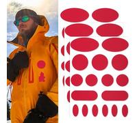 Skystuff - Set di 51 toppe adesive in nylon per riparazione di giacche, tende, abbigliamento da esterno, riparazione di strappi nei vestiti, sacchi a pelo, forma rotonda e ovale, grande rosso