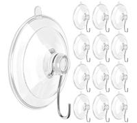 skytowards 12 Pezzi Ganci Ventosa Bagno Ventose per Asciugamani Bagno Ventosa per Vetro con Gancio Ventose per Piastrelle Cucina Ventose con Gancio Acciaio Inossidabile per Appendini, 4.5 * 3.8CM