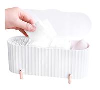 skytowards Contenitore Dischetti Struccanti Porta Cotton Fioc Scatola di Cotone per Cosmetici Portadischetti da Trucco per Conservare Tamponi Cosmetici di Cotone e Cotton Fioc, Bianco 210 * 91 * 85MM