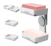 skytowards Porta Sapone Bagno da Muro Portasapone a Doppio Strato a Parete Portasaponette Solido da Parete Porta Saponetta da Muro Plastica Portasapone Autoadesivo Senza Fori per Bagno Cucina Toilette