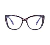 SKYWAY Occhiali da Lettura per Donna, Occhiali da Computer Oversize alla Moda con Blocco Luce Blu, Montatura Quadrata a Occhio di Gatto con Cerniera a Molla (Viola Tartaruga,3.5)