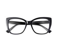 SKYWAY Occhiali Oversize da Donna a Luce Blu, Occhiali da Gioco per Computer con Montatura Quadrata a Occhio di Gatto e Cerniera a Molla,Nero