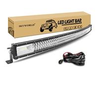 SKYWORLD 130 cm 675W Curva Barra Led Fuoristrada con 12V Cablaggio Kit, Impermeabile Barra Luminosa a LED, Fari LED Luci da Lavoro per 4x4 Auto Camion SUV UTE ATV Barca, 6000K Faretti Fendinebbia