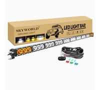 SKYWORLD 137 cm 300W Barra Led con 12V Cablaggio Kit, Bianco Ambra | Doppio Colore Barre Luminose Led Impermeabile per 4x4 Fuoristrada Auto Offroad Camion SUV ATV Trattore, Faretti Fendinebbia