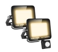 SKYWORLD 2 Pcs Faretto Led da Esterno con Sensore di Movimento, 10W 1000LM Faretto Led Esterno IP66 Impermeabile 3000K Bianco Caldo Luce di Sicurezza per Giardino, Cortile, Garage, Terrazza, Patio