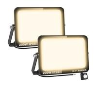 SKYWORLD 2 Pcs Faretto Led da Esterno con Sensore di Movimento, 200W 20000LM Faretto Led Esterno IP66 Impermeabile 3000K Bianco Caldo Luce di Sicurezza per Giardino, Cortile, Garage, Terrazza, Patio