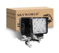 SKYWORLD 2 Pcs Piazza Faro da Lavoro Led, 10cm 48W Spot Luci di Lavoro a Led 12V 24V, Fari di Profondità, Bianco Ambra Faretti Fendinebbia per 4x4 Fuoristrada Camion Auto SUV ATV Trattore