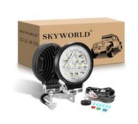 SKYWORLD 2 Pcs Tontodo Faro da Lavoro Led con 12V Cablaggio Kit, 4 pollici 10cm 36W Spot Light Luci di Guida Faro Bianco Ambra per 4x4 Fuoristrada Camion Auto SUV ATV Trattore Lampada