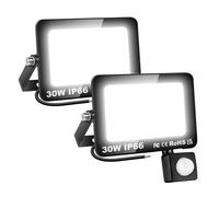 SKYWORLD 2 Pezzi Faretto LED da Esterno con Sensore di Movimento 30W, 3000LM Lampada di Sicurezza, IP66 Impermeabile Proiettore LED per Parcheggio Ingresso Corridoio Garage, Bianco Freddo 6000K