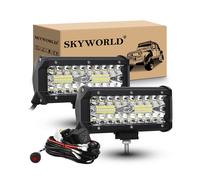 SKYWORLD 2 x 7 Pollici 18 cm 120W Barra Fari Led con 12V Cablaggio Kit