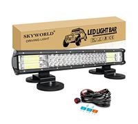 SKYWORLD 20 pollici 51cm 288W Barra LED Fuoristrada Con 12V Cablaggio, 2pcs Magnetico Supporto, Impermeabile Fari LED Luci di Lavoro Per Auto Trattore Camion SUV 4x4 Veicoli Offroad, 6000K Bianca