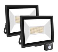 SKYWORLD 2Pcs 100W Faretto Led da Esterno con Sensore di Movimento,LED da Esterno 20000LM, 144 Leds Faro Led Esterno, 6000K Bianco Caldo Faretti LED-Luce a Led da Interno ed Esterno per Giardino