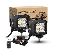 SKYWORLD 2Pcs Barra Led Fuoristrada 10 cm 60W Barra Luce a Led con 12V Cablaggio, Fari da Lavoro Led Barra Luminosa a Led per Auto Trattore Camion SUV ATV Barca 4x4 Veicoli Offroad fendinebbia