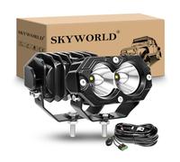 SKYWORLD 2x faro da lavoro con 12V DT cablaggio kit, 4.3 pollici 20W 2000lm | 6000K bianca, impermeabile, spot luci di lavoro, faretti fendinebbia per 4x4 fuoristrada auto camion trattore UTE ATV barca