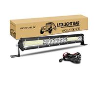 SKYWORLD 38 cm 144W 7D Barra Led Slim Fuoristrada con 12V Cablaggio Kit | Combo Faretto Fendinebbia, Barra Fari Profondità Led Luci di Lavoro per Auto Offroad Camion Trattore Veicoli 4x4 SUV ATV UTV