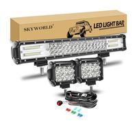 SKYWORLD 50 cm 288W Barra LED con 12V Cablaggio y 2 x Fari Led Fuoristrada
