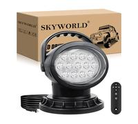SKYWORLD 8 pollici 20cm Faro da ricerca Led, 38W Spot Luce da Lavoro Telecomandato con Base Magnetico, Rotazione 360°, Luce da Ricerca 12V 24V per Auto Fuoristrada Camion SUV 4x4 Barca