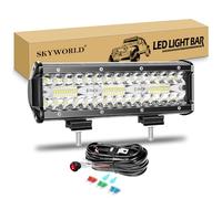 SKYWORLD 8D Barra Led Fuoristrada, 9 pollici 23 cm 180W Barra Luce a Led con 12v cablaggio kit, Off road light bar per 4x4 Auto Veicoli Trattore Camion ATV Barca lampada, Impermeabile 6000K Bianca