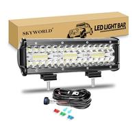 SKYWORLD 9 Pollici 23 cm 180W Barra Led Fuoristrada con 12V Rocker Cablaggio Kit, Impermeabile Barra Luminosa Led Luci di Lavoro per 4x4 Auto Veicoli Trattore Camion ATV SUV Barca, 6000K Bianco