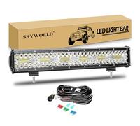 SKYWORLD Barra LED Fuoristrada 43cm 360W Con Cablaggio 12V - Fari da Lavoro Combinati per 4x4, Auto, Veicoli, Trattore, Camion, ATV, Barca