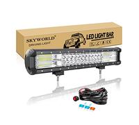 SKYWORLD Barra Led Fuoristrada 45cm 252W Barra Luce a Led Con 12V Cablaggio, Impermeabile Fari Luci di Lavoro Esterno Per Auto Trattore Camion SUV UTE Barca 4x4 Veicoli Offroad, 6000K Bianca