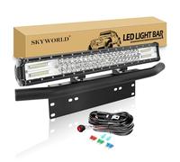SKYWORLD Barra Led Fuoristrada 59 cm 324W con 12V Cablaggio y Staffa Targa