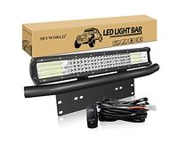 SKYWORLD Barra LED Fuoristrada, riga quadrupla 20 pollici 510W Spot Flood Combo Faro di guida con piastra di supporto nero Kit staffa di 12V Rocker cablaggio Kit Offroad camion ATV SUV Auto 4X4