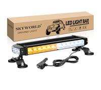 SKYWORLD Barra luminosa Stroboscopica Lampeggiante, 15" 37 cm 30 LED Magnetica Luce di Emergenza e Avvertenza Barra Bar 12V 24V per veicoli, auto, camion, tettuccio (Ambra/Bianco)