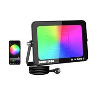 SKYWORLD Faretto LED RGB Esterno, 200W 20000LM Faretti Led RGB, Impermeabile Proiettore Faro, APP controllato Smart LED Floodlights Multicolore per Giardino, Cortile, Feste, Halloween