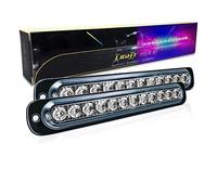 SKYWORLD Luci stroboscopiche a LED, 2pz Ultra sottile 12 LED 12V 24V Lampeggiante Luci stroboscopiche di emergenza Strobo Barra Luminosa per Moto Auto Camion Truck Trailer, Rosso + Blu