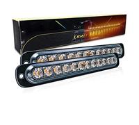 SKYWORLD Luci stroboscopiche a LED, 2pz Ultra sottile Ambra 12 LED 12V 24V Lampeggiante Luci stroboscopiche di emergenza Strobo Barra Luminosa per Moto Auto Camion Truck Trailer