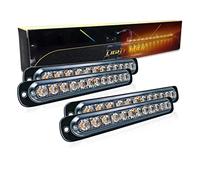 SKYWORLD Luci stroboscopiche a LED, 4pz Ultra sottile Ambra 12 LED 12V 24V Lampeggiante Luci stroboscopiche di emergenza Strobo Barra Luminosa per Moto Auto Camion Truck Trailer