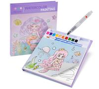 SKYYUE Libro da Colorare con Acquerelli per Bambini, Libro con Colori ad Acqua Dipingi con Libri ad Acqua Bambini 4-in-1 Kit di Pittura ad Acquerello, Giocattolo Educativo Regalo per Bambino Piccoli