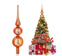 SKYYUE Puntale Albero di Natale Vetro, Gold Cima Albero di Natale 31 cm Topper Albero di Natales Punta Christmas Tree Topper Decorazione Natalizie (Champagne Gold)