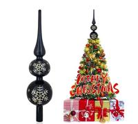SKYYUE Puntale Albero di Natale Vetro, Nero Cima Albero di Natale 31 cm Topper Albero di Natales Punta Christmas Tree Topper Decorazione Natalizie (Nero Oro)
