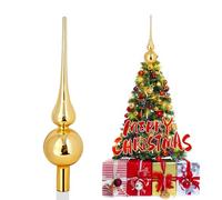 SKYYUE Puntale Albero di Natale Vetro, Oro Cima Albero di Natale 26 cm Topper Albero di Natales Punta Christmas Tree Topper Decorazione Natalizie (Oro Laccato)
