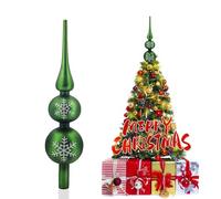 SKYYUE Puntale Albero di Natale Vetro, Verde Cima Albero di Natale 31 cm Topper Albero di Natales Punta Christmas Tree Topper Decorazione Natalizie (Verde Argento)