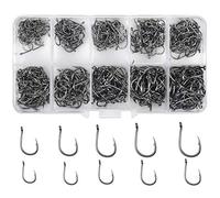 Skyzone 500 ganci da pesca, assortiti 10 misure (3 # 12 #) in acciaio al carbonio con barbe da pesca in mare con scatola di plastica per pesca d'acqua dolce e salata, 500 pezzi