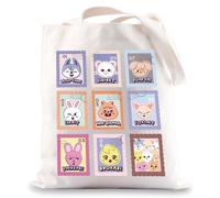 SKZ Merch, Kpop Merch, borsa tote in tela riutilizzabile con SK-Zoo per ragazze randagi fandom, merch randagi, regalo per fan degli amanti della musica K-Pop, Bangchan Lee Know Changbin Hyunjin Felix