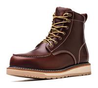 SL-Saint Fatto a mano punta morbida Moc Toe impermeabile buon anno stivali 6'' classico in pelle pieno fiore (Rosso-Marrone Zeppa Suola, Adulto, Uomo, 46, Numero, Sistema Taglie Calzature EU, Media)