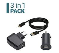 Slabo 3in1 Set di ricarica per Lenovo Tab M10 FHD Plus | M10 | Tab4 10 Plus | etc. Starter Set Cavo dati USB-C | Mini adattatore di ricarica per auto | adattatore di alimentazione USB "slim" - NERO